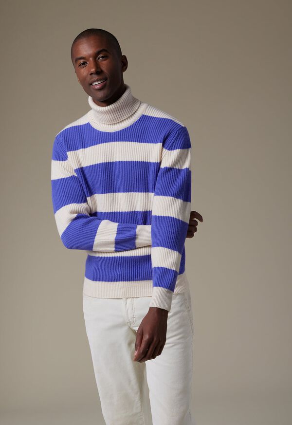 Lavender / White Paul Stuart Cashmere Striped Turtleneck | UK_PAUL65120