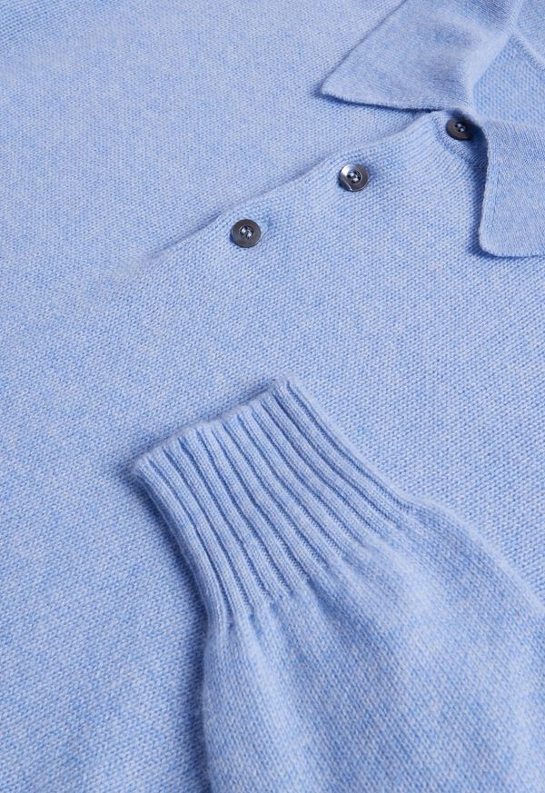 Light Blue Paul Stuart Cashmere Long Sleeve Polo | UK_PAUL85749