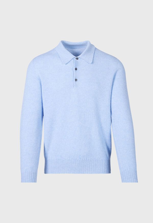 Light Blue Paul Stuart Cashmere Long Sleeve Polo | UK_PAUL85749