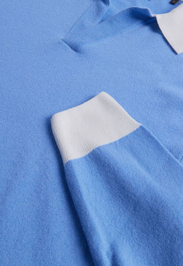 Light Blue Paul Stuart Cashmere Open Collar | UK_PAUL86399