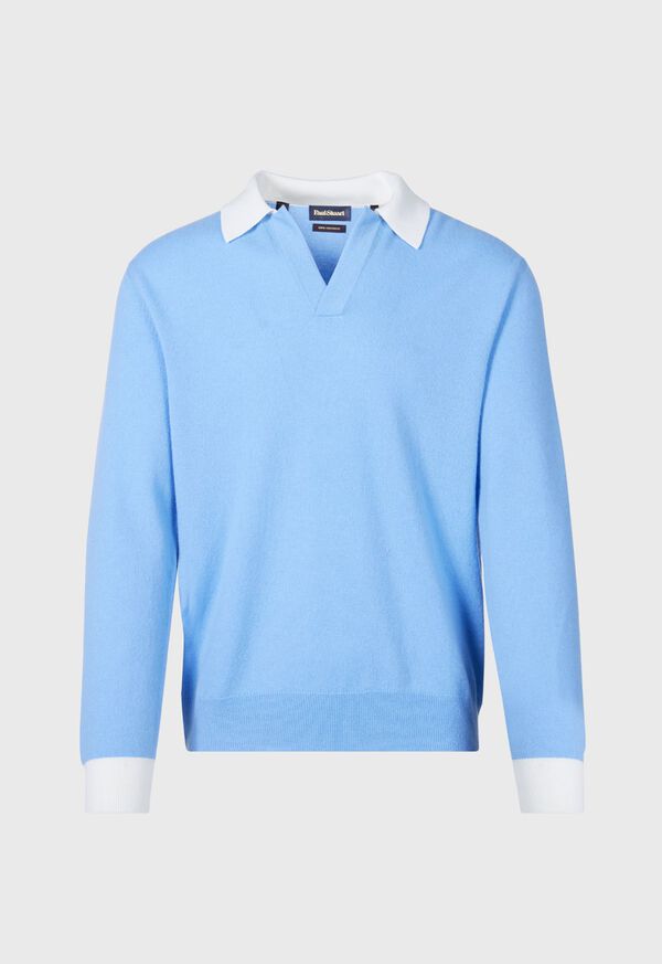 Light Blue Paul Stuart Cashmere Open Collar | UK_PAUL86399