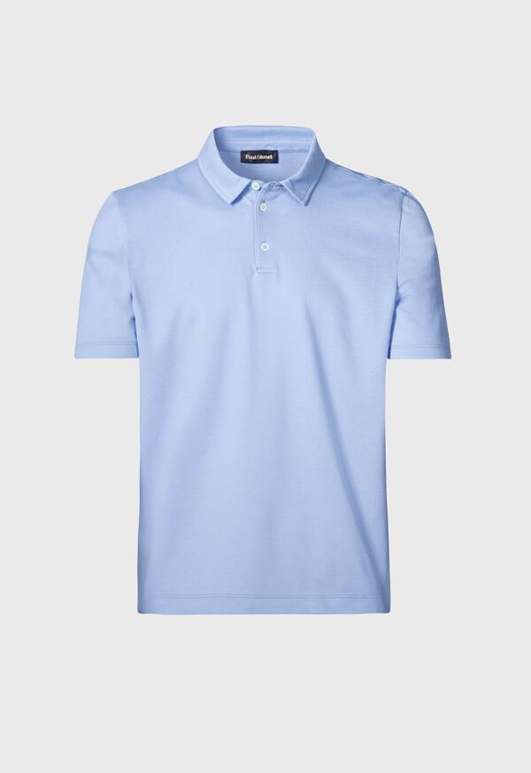 Light Blue Paul Stuart Cotton Pique Short Sleeve | UK_PAUL51789