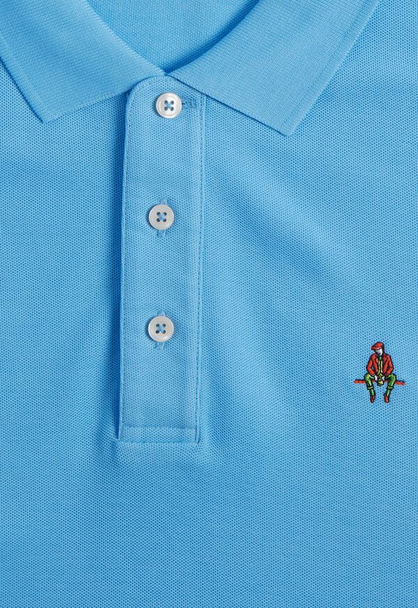 Light Blue Paul Stuart Cotton Piqué Logo Polo | UK_PAUL44079