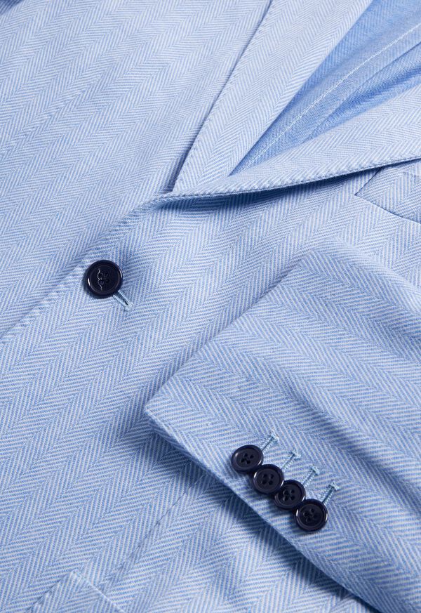 Light Blue Paul Stuart Herringbone Cotton Jersey | UK_PAUL52600