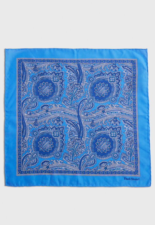 Light Blue Paul Stuart Printed Habotai Silk Paisley | UK_PAUL55084