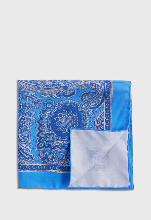 Light Blue Paul Stuart Printed Habotai Silk Paisley | UK_PAUL55084