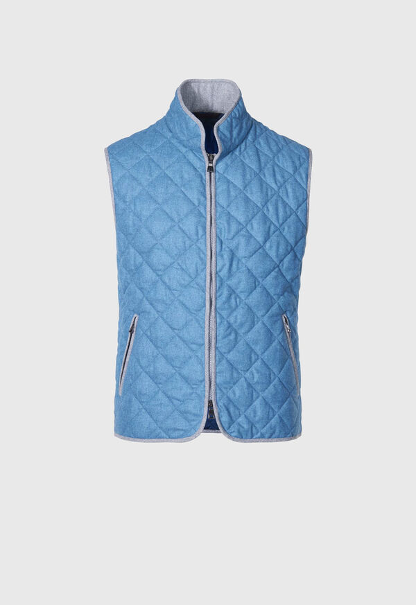 Light Blue Paul Stuart Quilted Wool Flannel Vest | UK_PAUL25333