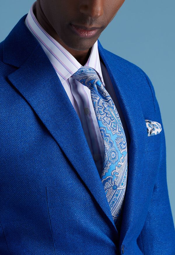 Light Blue Paul Stuart Silk Twill Paisley Print | UK_PAUL52785