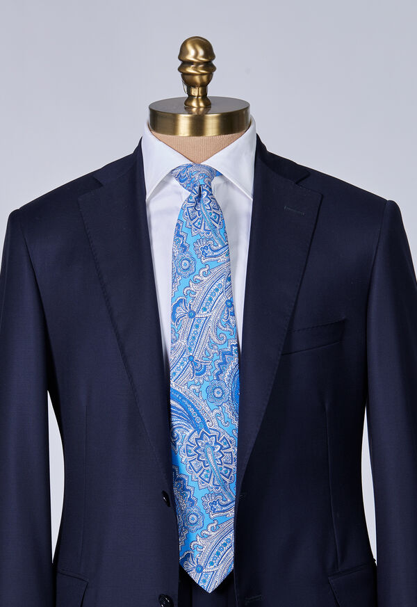 Light Blue Paul Stuart Silk Twill Paisley Print | UK_PAUL52785