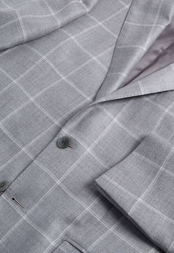 Light Grey Paul Stuart Cashmere Silk Windowpane | UK_PAUL44244