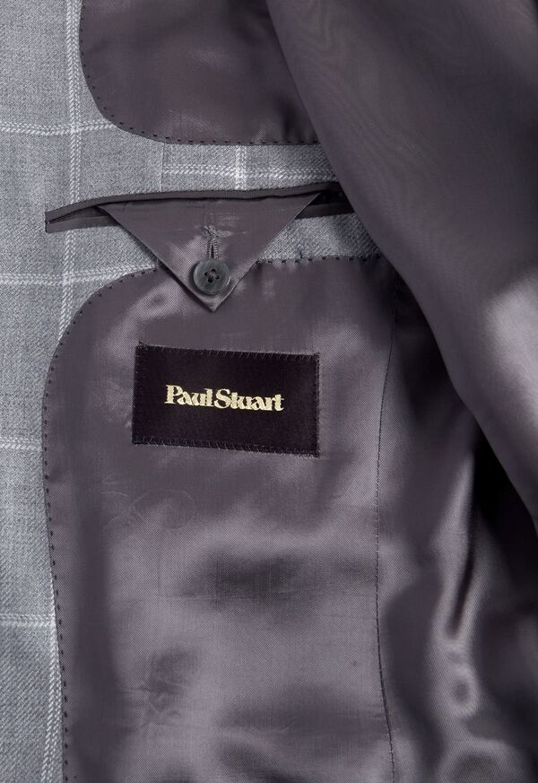 Light Grey Paul Stuart Cashmere Silk Windowpane | UK_PAUL44244