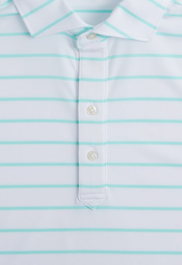 Mint Paul Stuart Pencil Stripe on White Ground Performance Polo | UK_PAUL32656