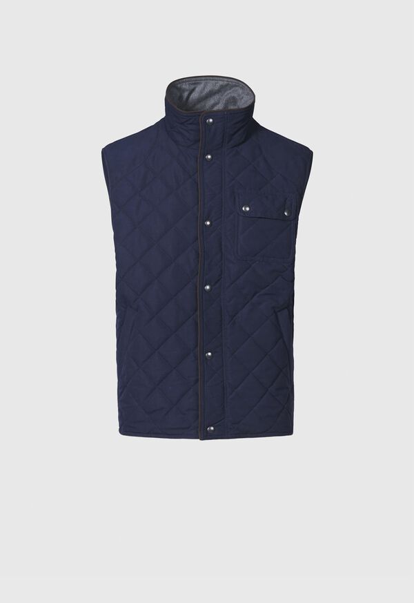 Navy Paul Stuart Diamond Quilted Vest | UK_PAUL45964