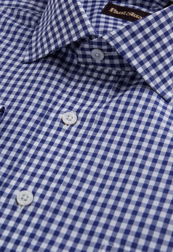 Navy Paul Stuart Gingham Check Cotton | UK_PAUL68144