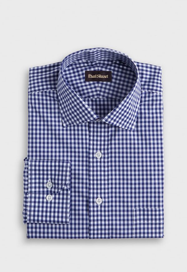 Navy Paul Stuart Gingham Check Cotton | UK_PAUL68144