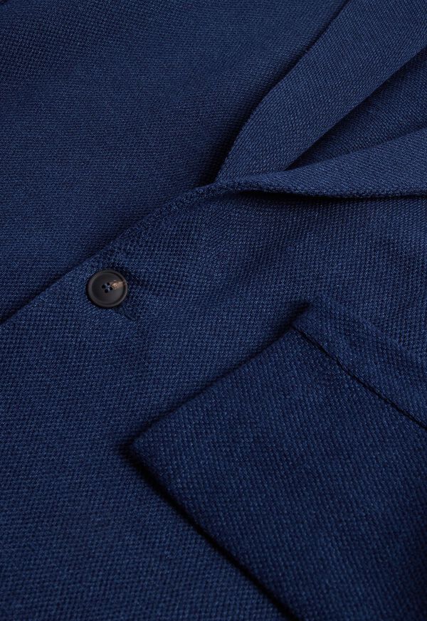 Navy Paul Stuart Linen Cotton Piqué Knit Blazer | UK_PAUL74933