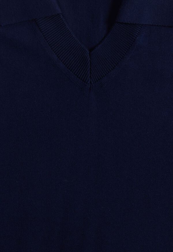 Navy Paul Stuart Organic Cotton Open Collar | UK_PAUL50751