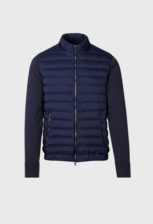 Navy Paul Stuart Quilted Jacket with Hood | UK_PAUL97172