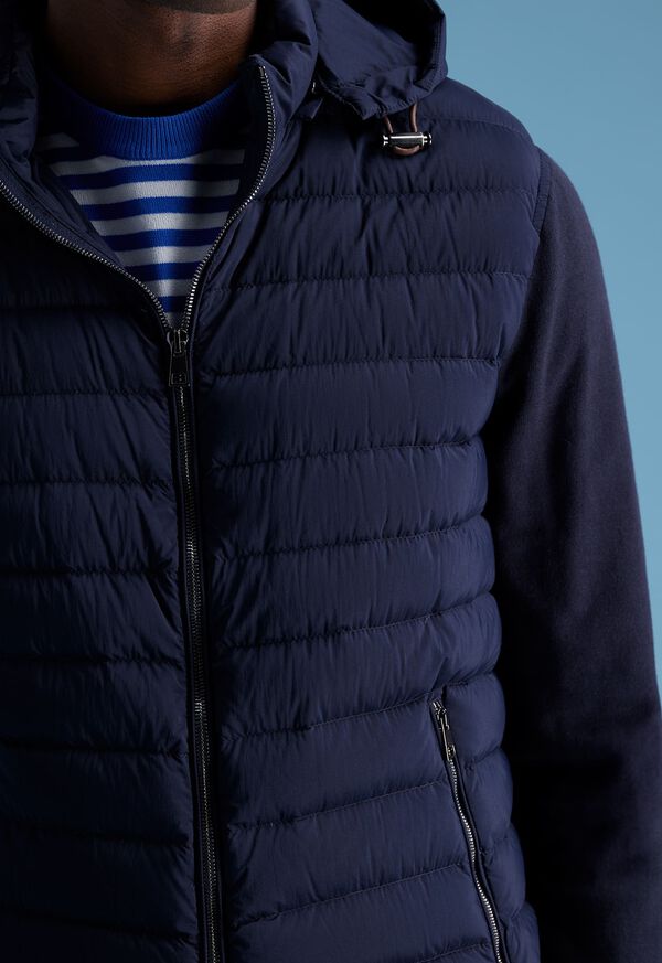 Navy Paul Stuart Quilted Jacket with Hood | UK_PAUL97172