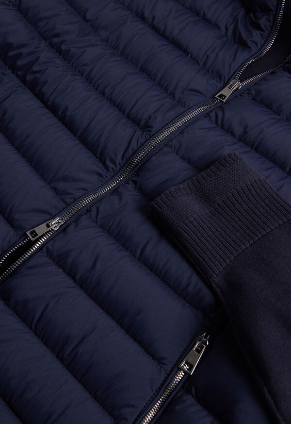 Navy Paul Stuart Quilted Jacket with Hood | UK_PAUL97172