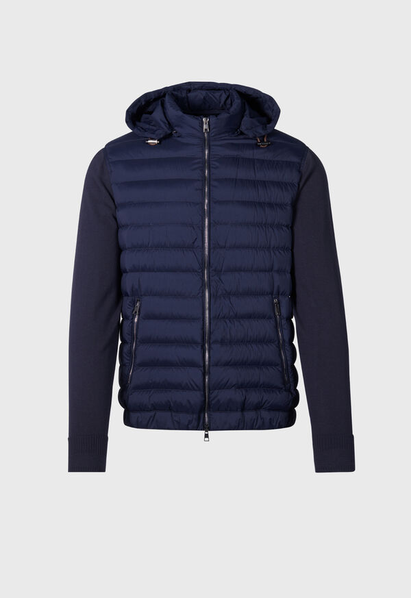 Navy Paul Stuart Quilted Jacket with Hood | UK_PAUL97172