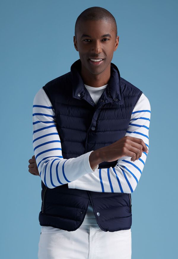 Navy Paul Stuart Quilted Nylon Vest | UK_PAUL23554