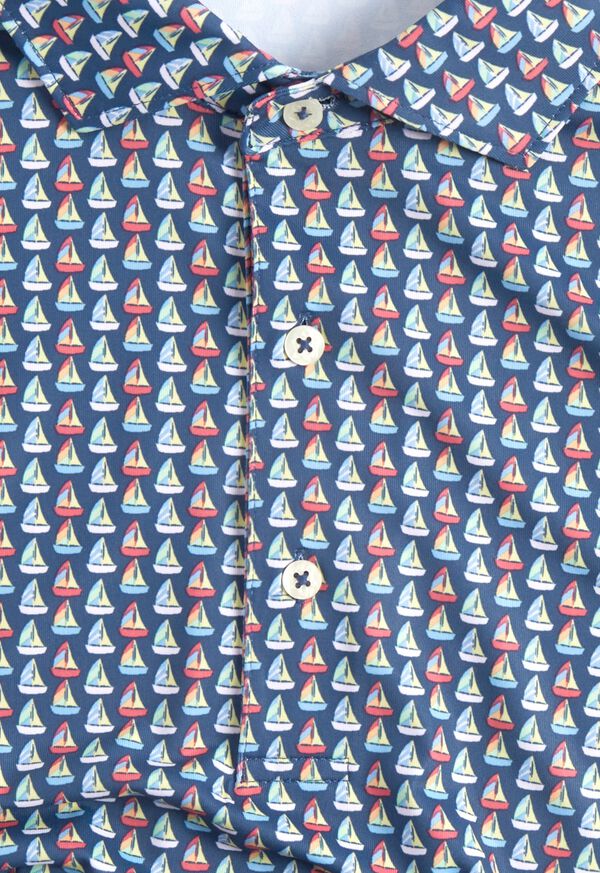 Navy Paul Stuart Sailboat Print Performance | UK_PAUL59097