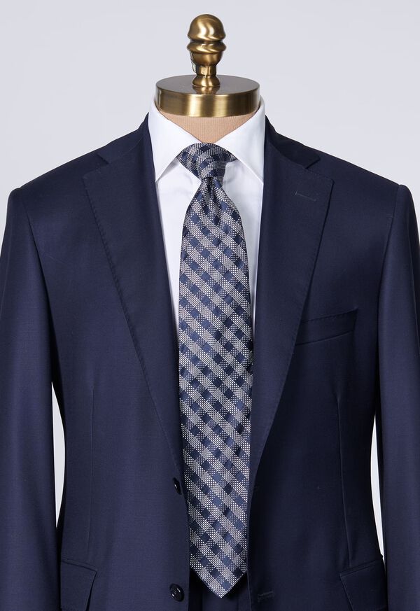 Navy Paul Stuart Silk Jacquard Check | UK_PAUL35169