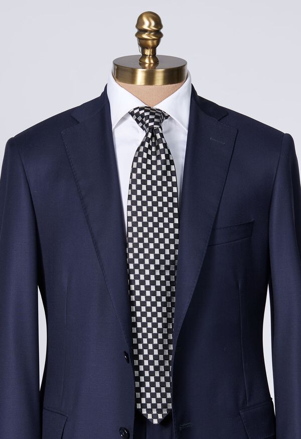 Navy Paul Stuart Silk Jacquard Parquet | UK_PAUL89432