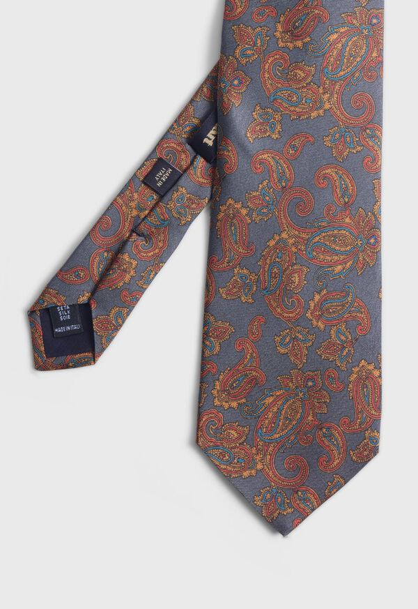 Navy Paul Stuart Silk Paisley Print | UK_PAUL22097