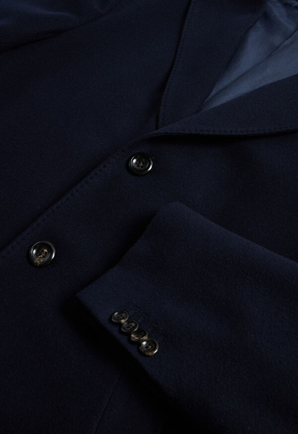 Navy Paul Stuart Soft Wool Overcoat | UK_PAUL48132