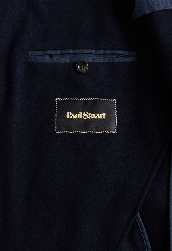 Navy Paul Stuart Soft Wool Overcoat | UK_PAUL48132