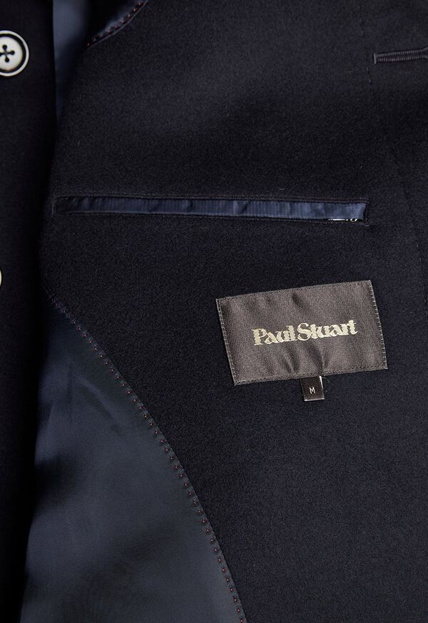 Navy Paul Stuart Super 180s Wool Raincoat | UK_PAUL86684