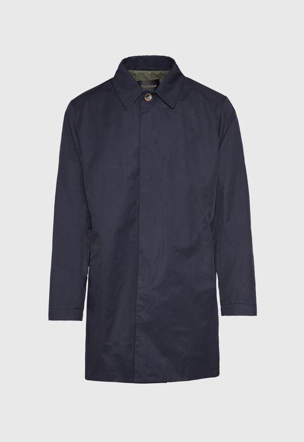 Navy Paul Stuart Tailored Fit Raincoat | UK_PAUL74341