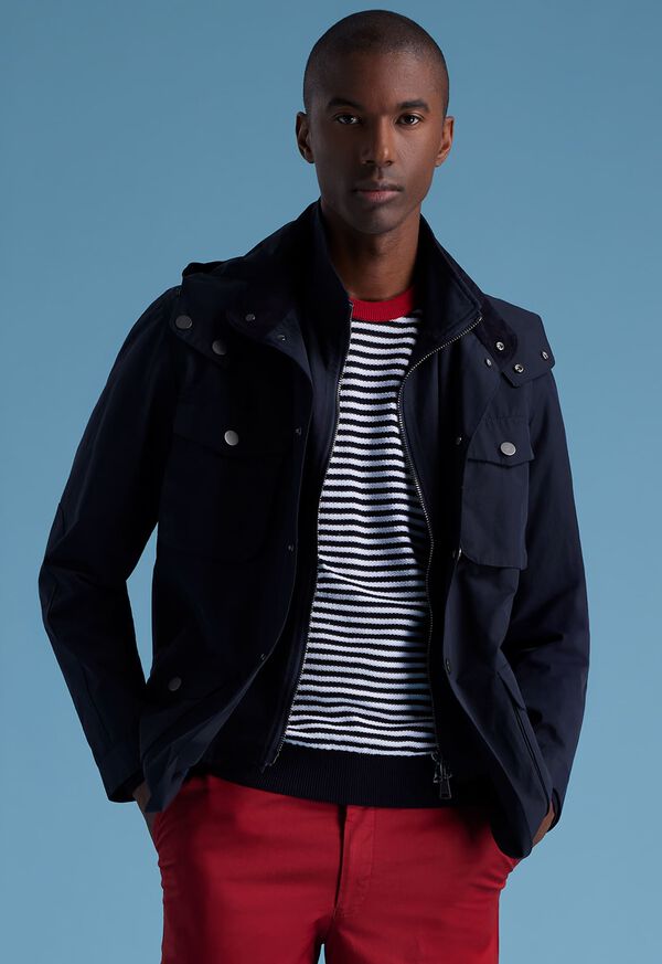 Navy Paul Stuart Technical Gaberdine Jacket | UK_PAUL23398