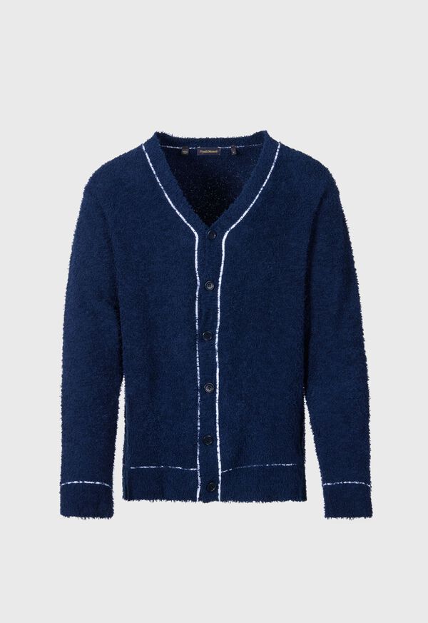 Navy Paul Stuart Terry Cloth Cardigan | UK_PAUL89959