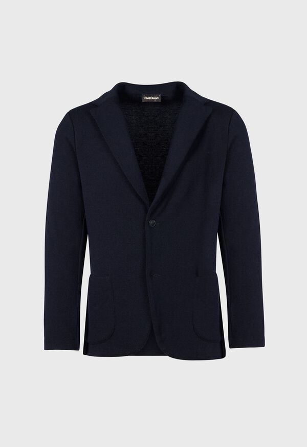 Navy Paul Stuart Wool Knit Blazer | UK_PAUL15753