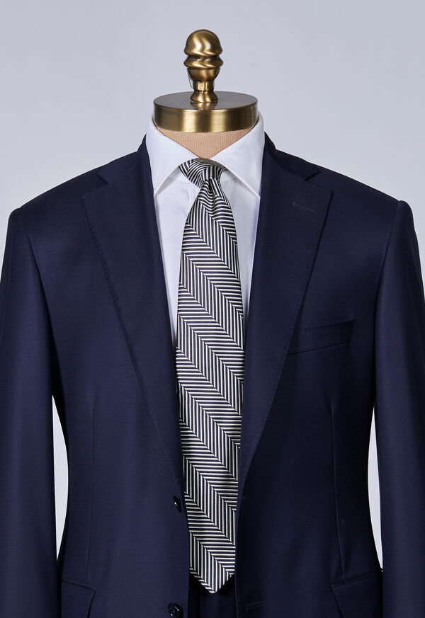 Navy Paul Stuart Woven Silk Chevron | UK_PAUL18775