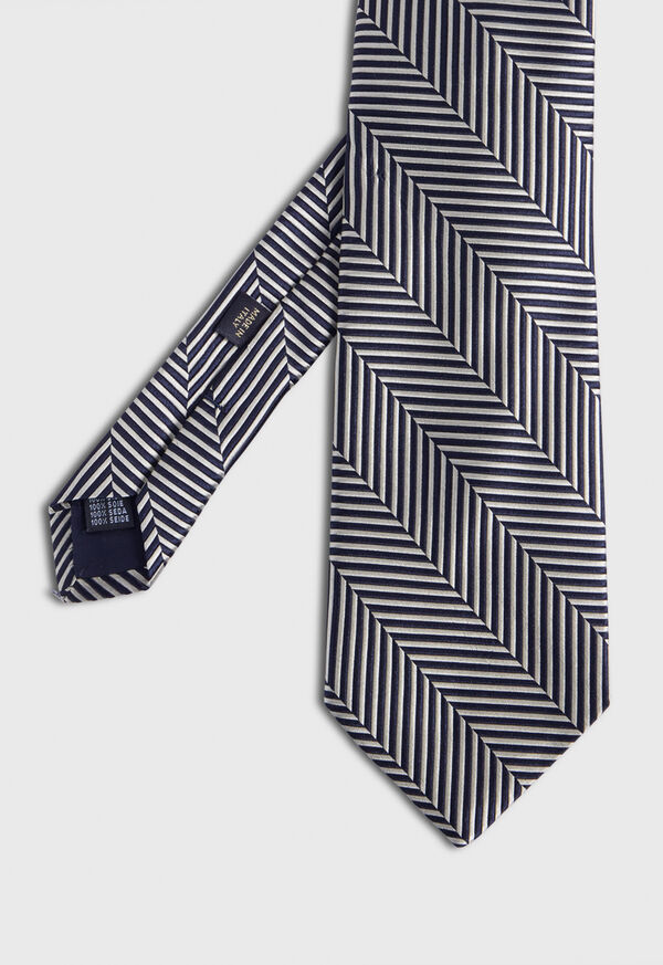 Navy Paul Stuart Woven Silk Chevron | UK_PAUL18775