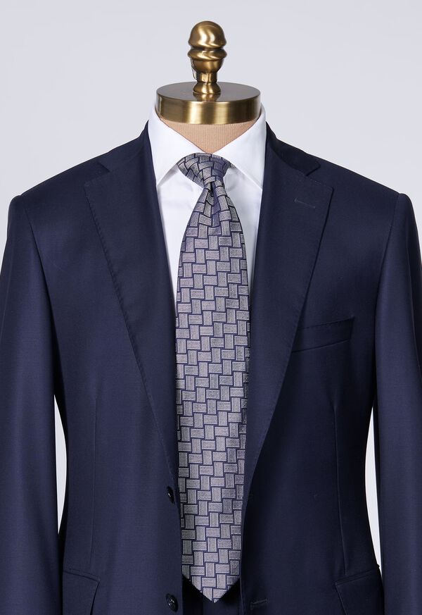 Navy Paul Stuart Woven Silk Deco | UK_PAUL63190