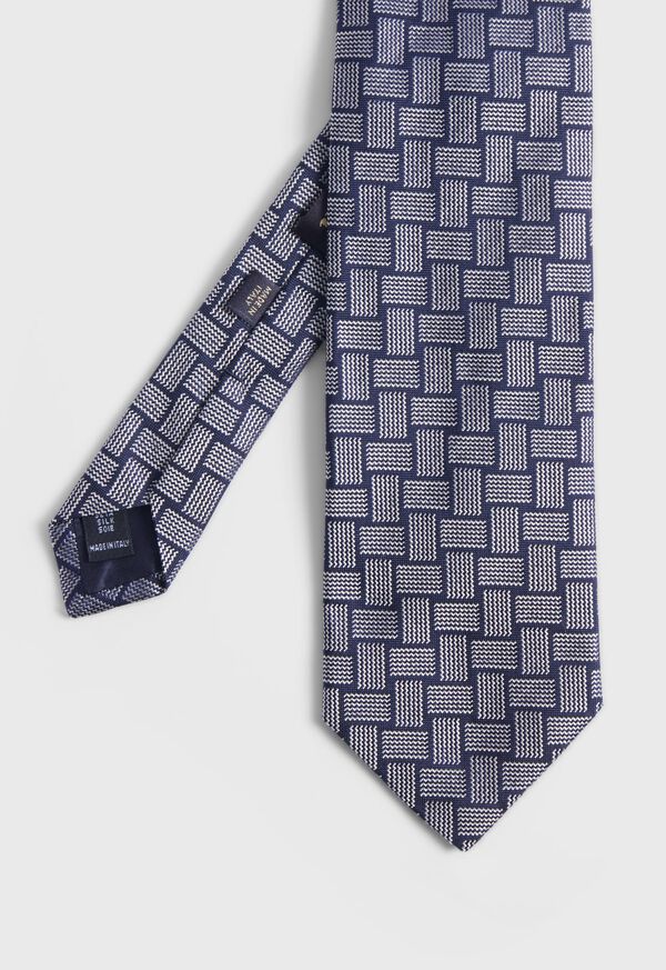 Navy Paul Stuart Woven Silk Deco | UK_PAUL63190