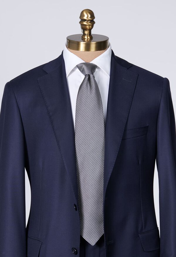 Navy Paul Stuart Woven Silk Micro Deco | UK_PAUL24028