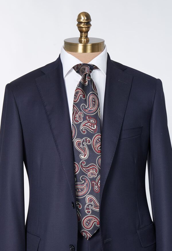 Navy Paul Stuart Woven Silk Tossed Pine | UK_PAUL55792