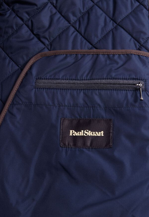 Navy / Burgundy Paul Stuart Wool Plaid Quilted Vest | UK_PAUL28300