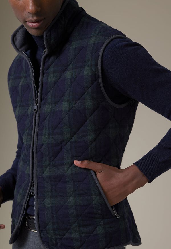 Navy / Green Paul Stuart Quilted Wool Plaid | UK_PAUL96866