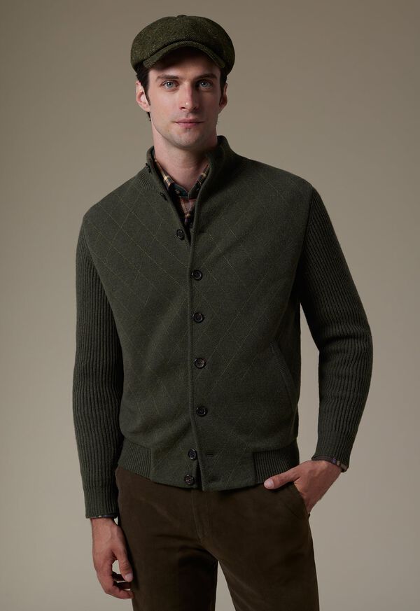 Olive Paul Stuart Cashmere Quilted Button Front Cardigan | UK_PAUL78206