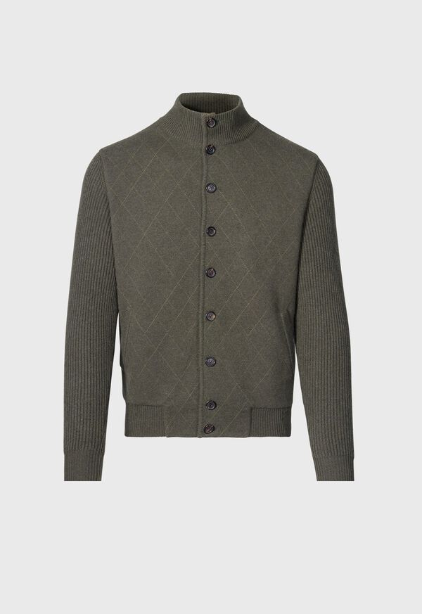 Olive Paul Stuart Cashmere Quilted Button Front Cardigan | UK_PAUL78206