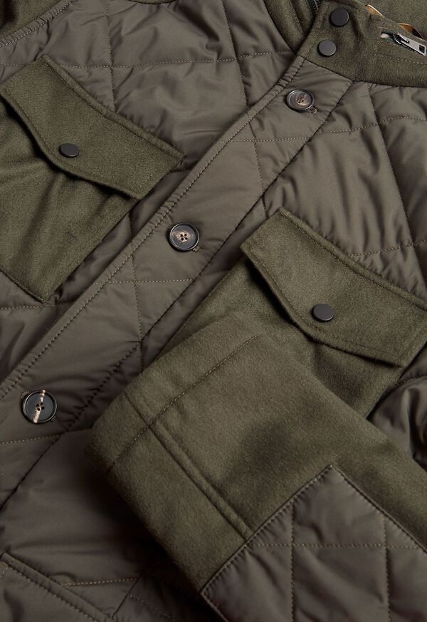 Olive Paul Stuart Cashmere and Microfiber Quilted Field Jacket | UK_PAUL54017