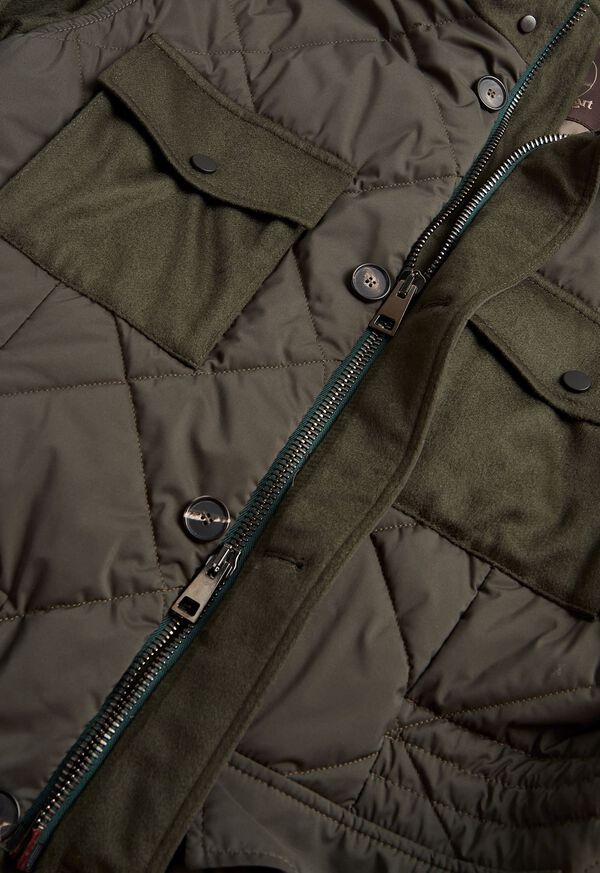 Olive Paul Stuart Cashmere and Microfiber Quilted Field Jacket | UK_PAUL54017