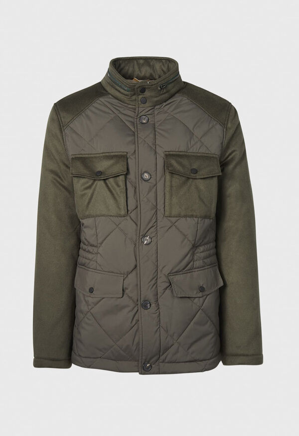 Olive Paul Stuart Cashmere and Microfiber Quilted Field Jacket | UK_PAUL54017